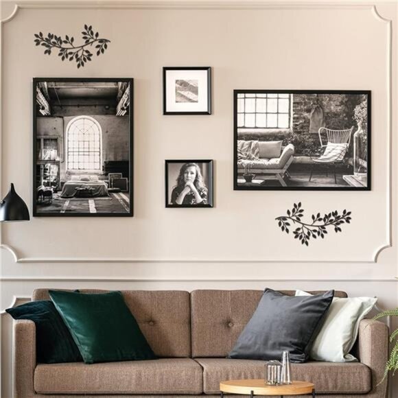 2 Pieces Metal Tree Leaf Wall Decor Vine Olive Branch Leaf Wall Art WroughtIron - Picture 4 of 7